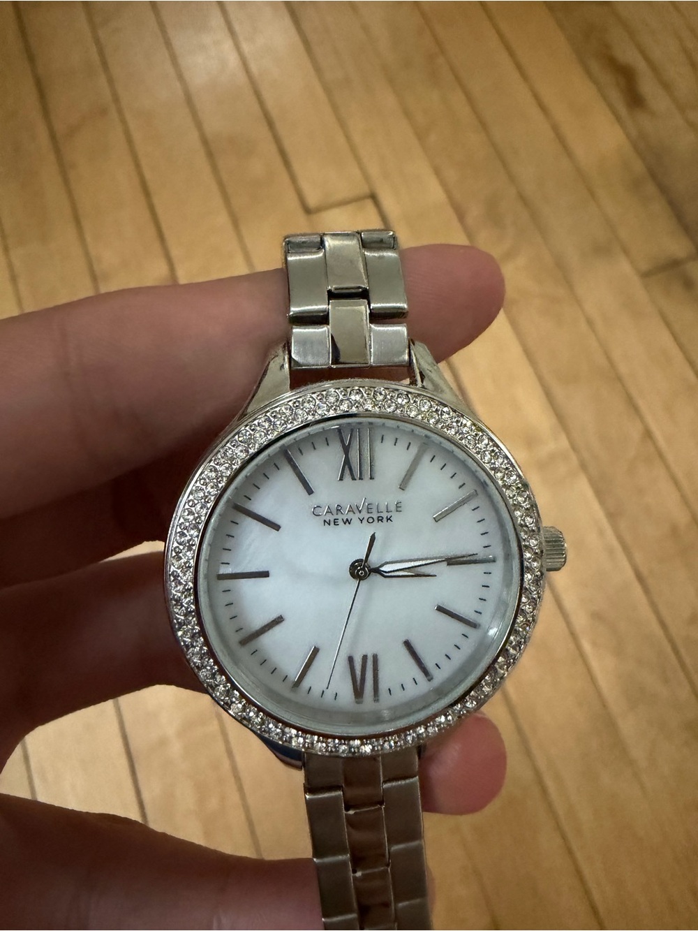 Caravelle New York Silver Crystal-Accent Women's Watch - Picture 2 of 4